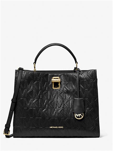 Penelope Python Embossed Faux Leather Satchel – Michael 